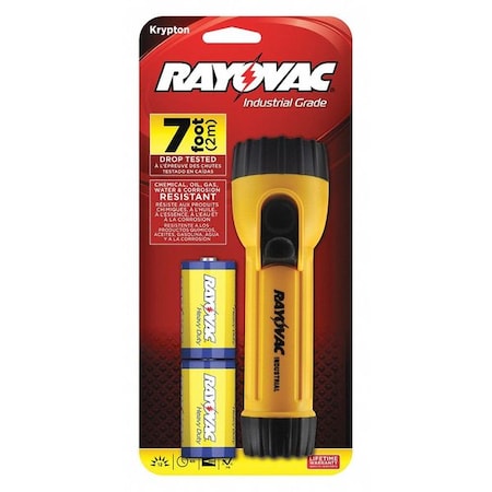 Rayovac Yellow No Krypton General Purpose Handheld Flashlight, 12 lm I2D-BC