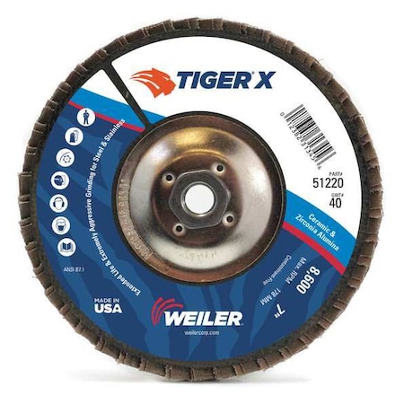 Weiler Flap Disc, 4-1/2inx80Grit, 5/8-11, 13000RPM 98928