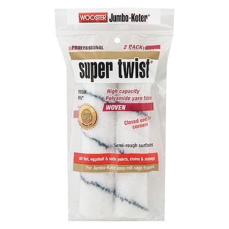 Wooster 6-1/2" Mini Paint Roller Cover, No Nap Nap, Polyamide Yarn, 2 PK RR306-6-1/2