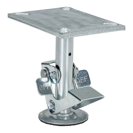 Zoro Select Floor Lock, Top Plate, 7 in H, 6 in. Caster FL-LK-6EH