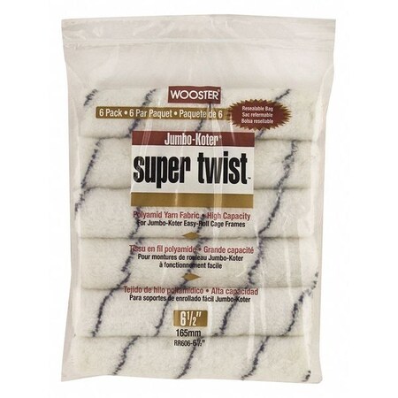 Wooster 6 1/2 in Paint Roller Cover, No Nap Nap, Polyamide Yarn, 6 PK RR606-6-1/2