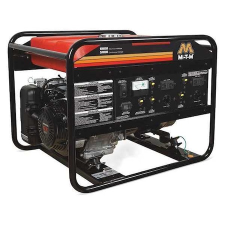 Mi-T-M Portable Generator, Gasoline, 5,000 W Rated, 6,000 W Surge, Recoil Start, 120/240V AC, 41.7/20.8 A GEN-6000-0MH0