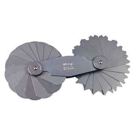 Mitutoyo Radius Gage, Angle, 5 mm to 25 mm, 30 186-107