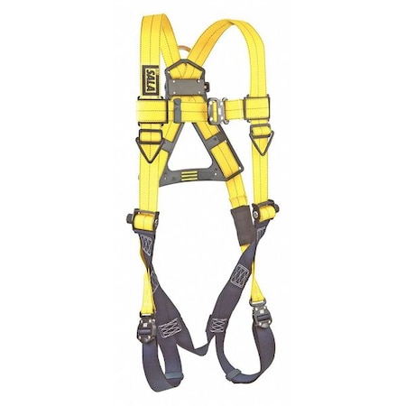 3M Dbi-Sala Delta Full Body Harness, Vest, 420 lb Wt Capacity, Quick-Connect Chest, Steel Hardware, Yellow, 2XL 1110606