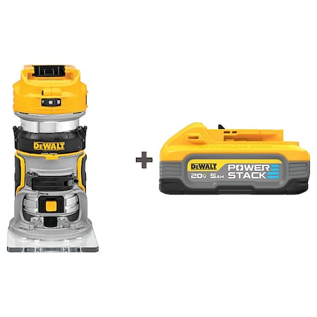 Dewalt 20V MAX* XR(R) Brushless Cordless Compact Router, Includes Battery DCW600B/DCBP520