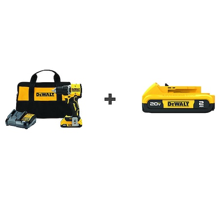 Dewalt Drill/Driver, 1/2 in, 20V DC DCD794D1/DCB203