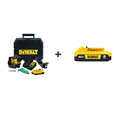 Dewalt Grn Laser Kit w/ Bonus Battery DCLE34031D1/DCB203