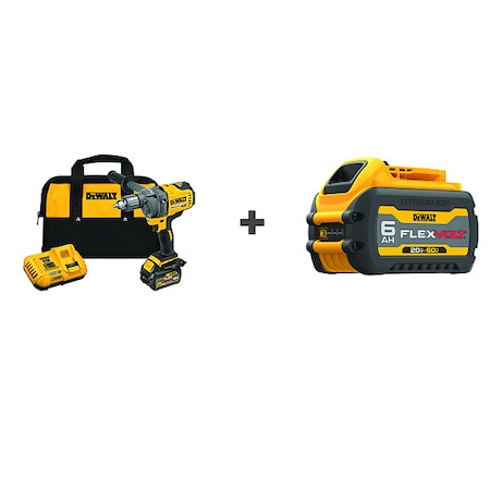 Dewalt 60V MAX* Drill Kit, 1/2 in, 60 V DC DCD130T1/DCB606