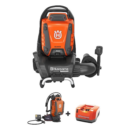 Husqvarna MAX 36 V Battery Powered Professional Leaf Blower, 452.03 cfm, 120.79 mph, Battery Included, 61 dBA 550IBTX+BLI950X+QC500