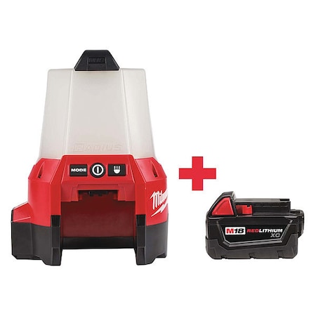 Milwaukee Tool Cordless Site Light, w/Battery, 1000 lm 2144-20, 48-11-1828