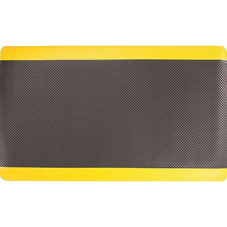 Apache Mills Antifatigue Mat, 2 ft L x 3 ft W, 11/16 in Thickness, Rubberized, Black/Yellow 3913609032x3