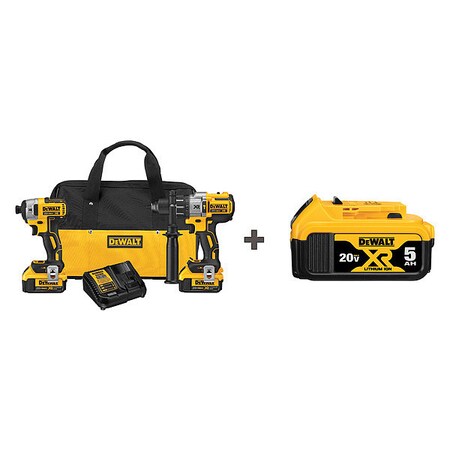 DEWALT Cordless Combination Kit, 20.0V, 2 Tools DCK299M2/DCB205