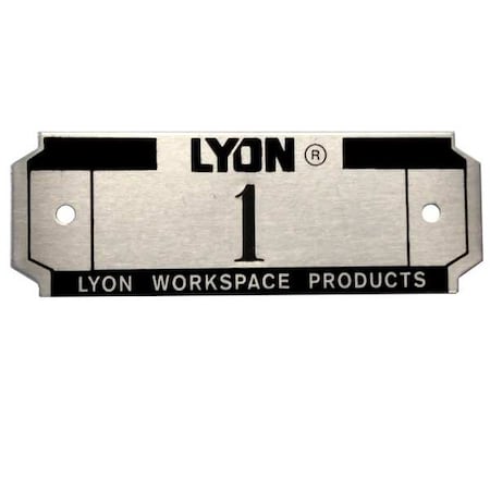 Lyon Standard Metal Locker No. 1 Plate, 2-3/4 in x 1 in, Aluminum, Silver with Black Lettering NF5829