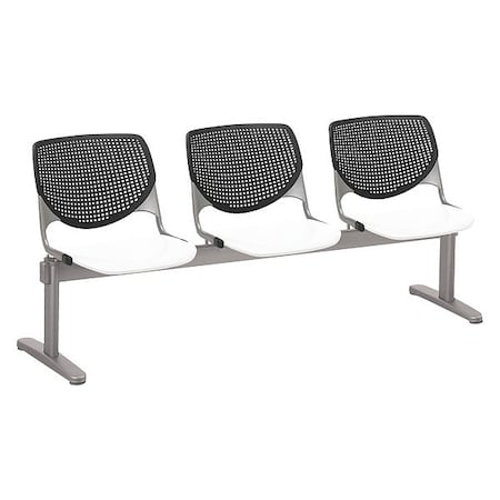 Kfi Kool Beam Seat Beam Seating, Black Back, 71 in W 22" L 31" H, Polypropylene Seat 2300BEAM3-BP10-SP08