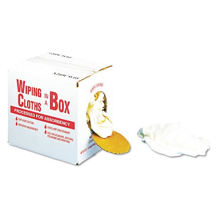 General Supply Wiping Cloths, Cotton, White, 5 lb. UFSN205CW05