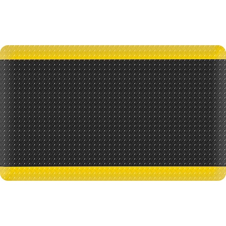 Apache Mills Antifatigue Mat, 3 ft L x 5 ft W, 15/16 in Thickness, Vinyl, Black/Yellow 3926709033x5