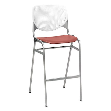 Kfi Poly Stack Barstool, Coral Seat BR2300-BP08-SP41