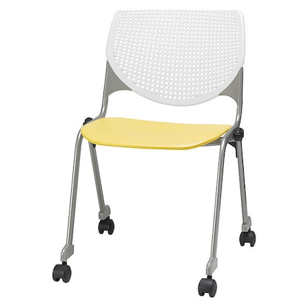 Kfi Poly Stack Chair, Yellow Seat CS2300-BP08-SP12