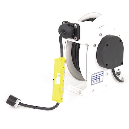 Kh Industries Cord Reel, NEMA 5-15P, 12 AWG, White Reel Color, 35 ft Length RTAG3LW-WCL515-J12H