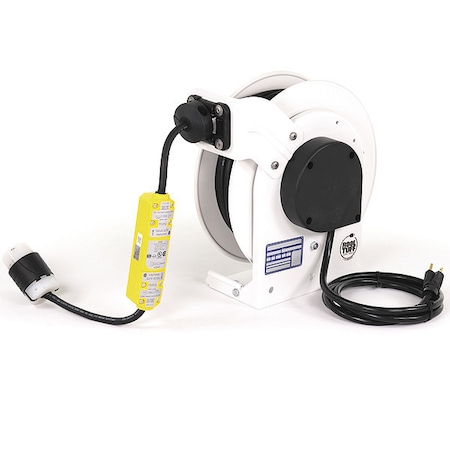 Kh Industries Cord Reel, NEMA 5-20P, 12 AWG, White Reel Color, 35 ft Length RTAG3LW-WCL520-J12H
