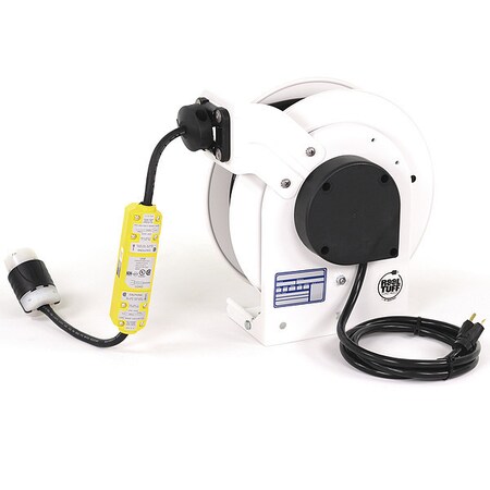 Kh Industries Cord Reel, NEMA 5-20P, 12 AWG, White Reel Color, 50 ft Length RTAG3LW-WCL520-J12K
