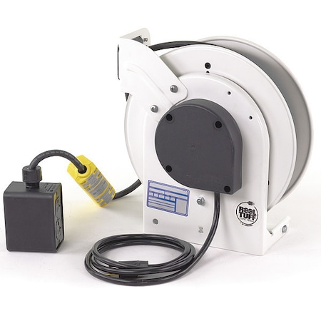 Kh Industries Cord Reel, 12 AWG, White Reel Color, 25 ft Length RTAG3LW-WDD515-J12F