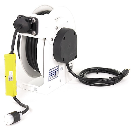 Kh Industries Cord Reel, 12 AWG, White Reel Color, 35 ft Length RTAG3LW-WC515-J12H