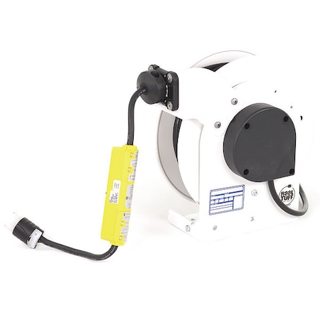 Kh Industries Cord Reel, NEMA 5-15P, 12 AWG, White Reel Color, 25 ft Length RTAG3LW-WCL515-J12F
