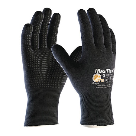 Pip Coated Gloves, Foam Nitrile, Dotted, Full, 2 Abrasion Level, Black, XL 1 PR 34-8745/XL