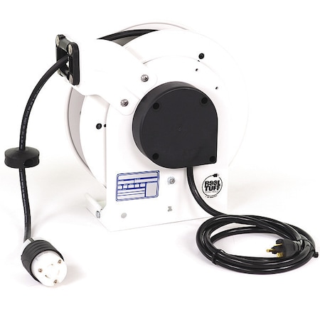Kh Industries Cord Reel, NEMA 5-20P, 12 AWG, White Reel Color, 35 ft Length RTAN3LW-WCL520-J12H