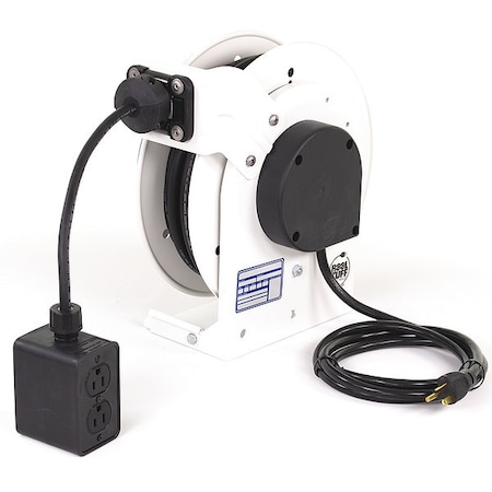Kh Industries Cord Reel, NEMA 5-20P, 12 AWG, White Reel Color, 35 ft Length RTAN3LW-WDD520-J12H