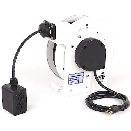 Kh Industries Cord Reel, NEMA 5-20P, 12 AWG, White Reel Color, 50 ft Length RTAN3LW-WDD520-J12K