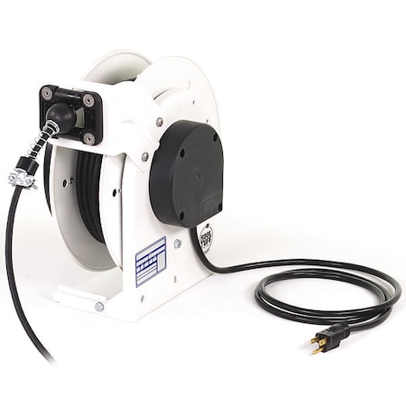 Kh Industries Cord Reel, NEMA 5-15P, 16 AWG, White Reel Color, 25 ft Length RTAN3LW-WW-B16F