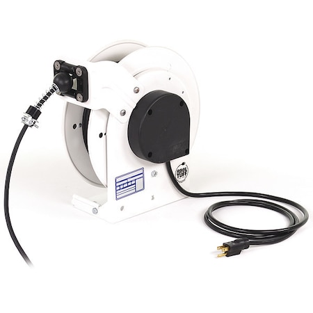 Kh Industries Cord Reel, NEMA 5-15P, 16 AWG, White Reel Color, 35 ft Length RTAN3LW-WW-B16H