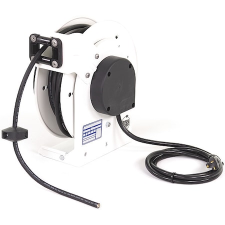 Kh Industries Cord Reel, NEMA 5-20P, 12 AWG, White Reel Color, 50 ft Length RTAN3LW-WW-J12K