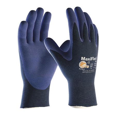 Pip Coated Gloves, Foam Nitrile, Foam, Palm, 3 Abrasion Level, Blue, L 1 PR 34-274/L