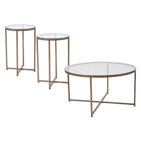 Flash Furniture Round Greenwich Glass Table Set, 3PCS, Glass, Clear NAN-CEK-10-GG