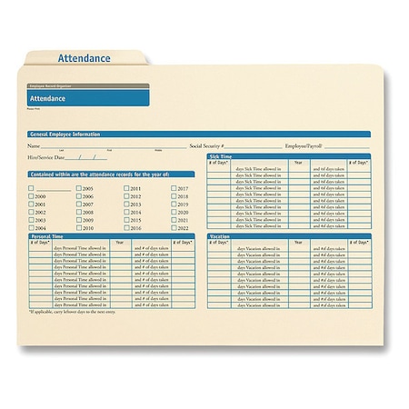 Complyright Attendance Folders, PK25 A0308