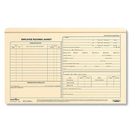 Complyright Employee Record Jacket Legal, PK25 A5009