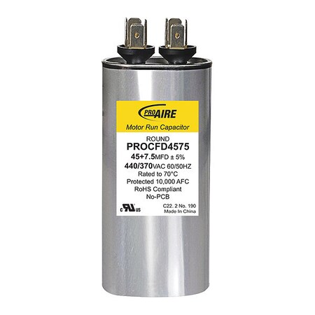 Perfect Aire Round Run Capacitor, 45+7.5 MFD 440/370V PROCFD4575