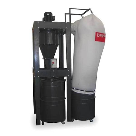 Dayton Wood Dust Collector, 3,200 cfm CFM Max Flow, 10 hp, Three Phase 3AA29
