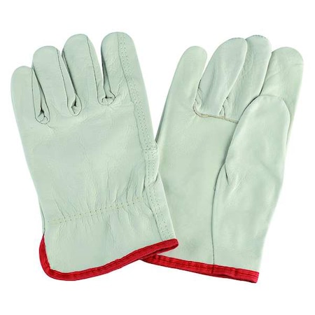 Condor Leather Drivers Gloves, Cowhide, Shirred Slip-On, Straight Thumb, Gunn Cut, White, S 1 PR 3AC90
