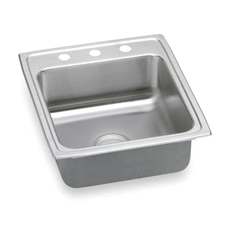 Elkay Drop-In Sink, 3 Hole, 16" x 16", Lustrous Highlighted Satin LR20223