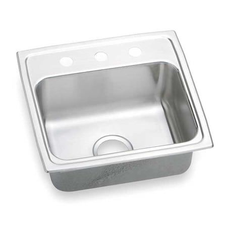 Elkay Drop-In Sink, 3 Hole, 16" x 13-1/2", Lustrous Highlighted Satin LR19193