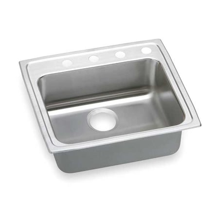 Elkay Drop-In Sink, 4 Hole, 21" x 15-3/4", Lustrous Highlighted Satin LRAD2521554