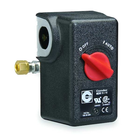 Condor Usa Pressure Switch, Standard, DPST, 1 Ports, 1/4" NPT, 40 to 175 psi Range 11KA2E
