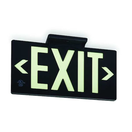 Zoro Select Exit Sign, Plastic, 15-3/8" W, 8-3/4" H, Exit (Double Arrows), Black GRAN1393