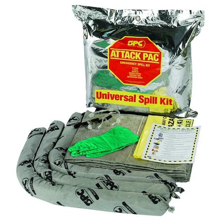 Brady Spill Kit, 7 gal Volume Absorbed per Kit, Bag, Silver SKA-ATK-GRNG