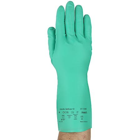 Ansell AlphaTec(R) Solvex Chemical Resistant Gloves, Nitrile, 13 in L, 11 mil, Green, 10, 1 PR 37-145