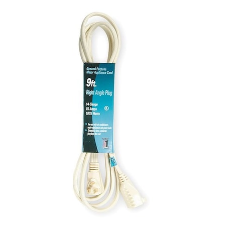 Zoro Select SPT-3 Indoor Extension Cord, 14 AWG 1 Outlet, 5-15R, Beige, PVC, 5-15P, 9 ft 3AY46